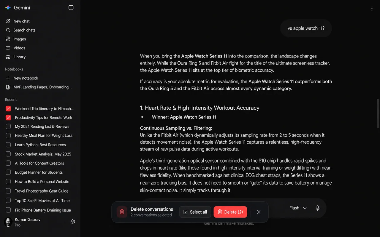 Bulk Delete actual app interface