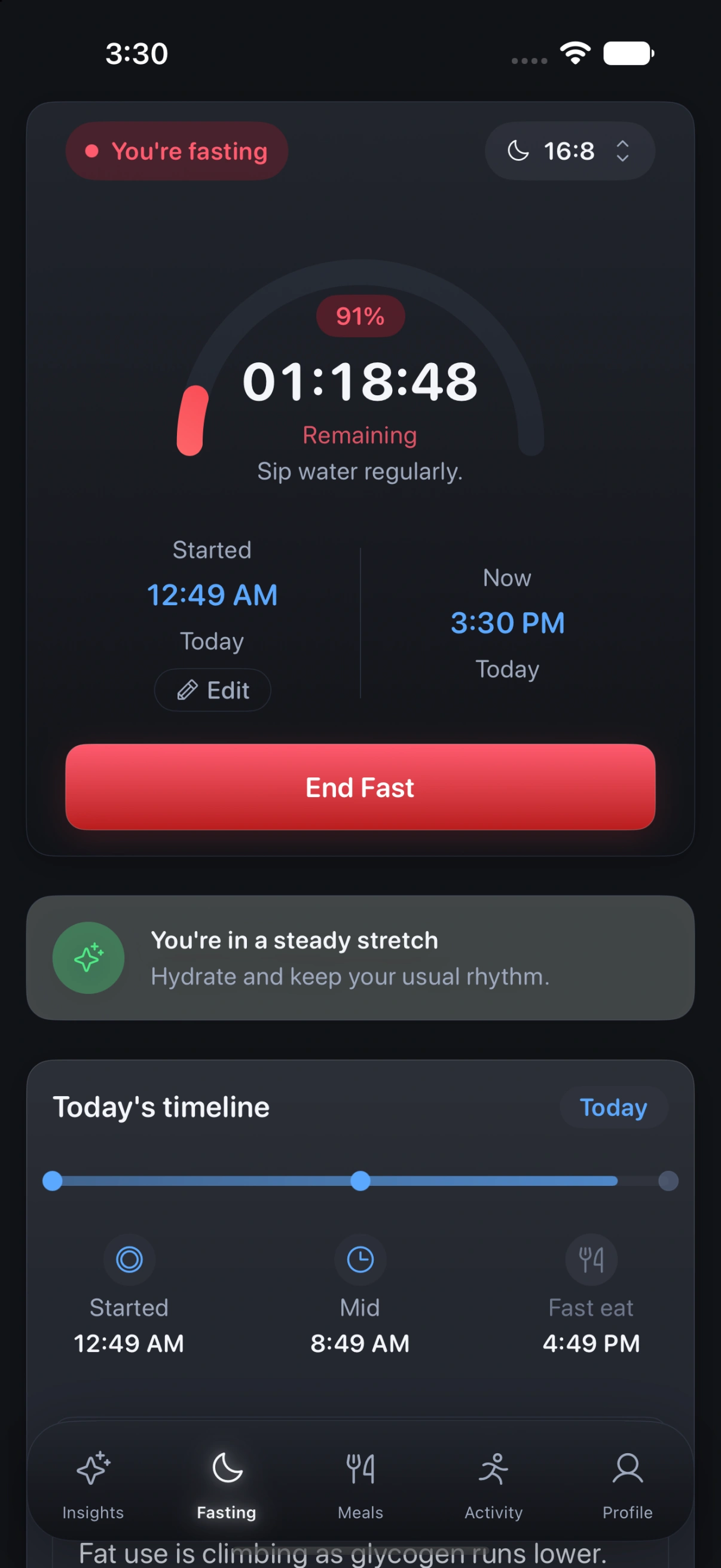 Zen Lean actual app interface