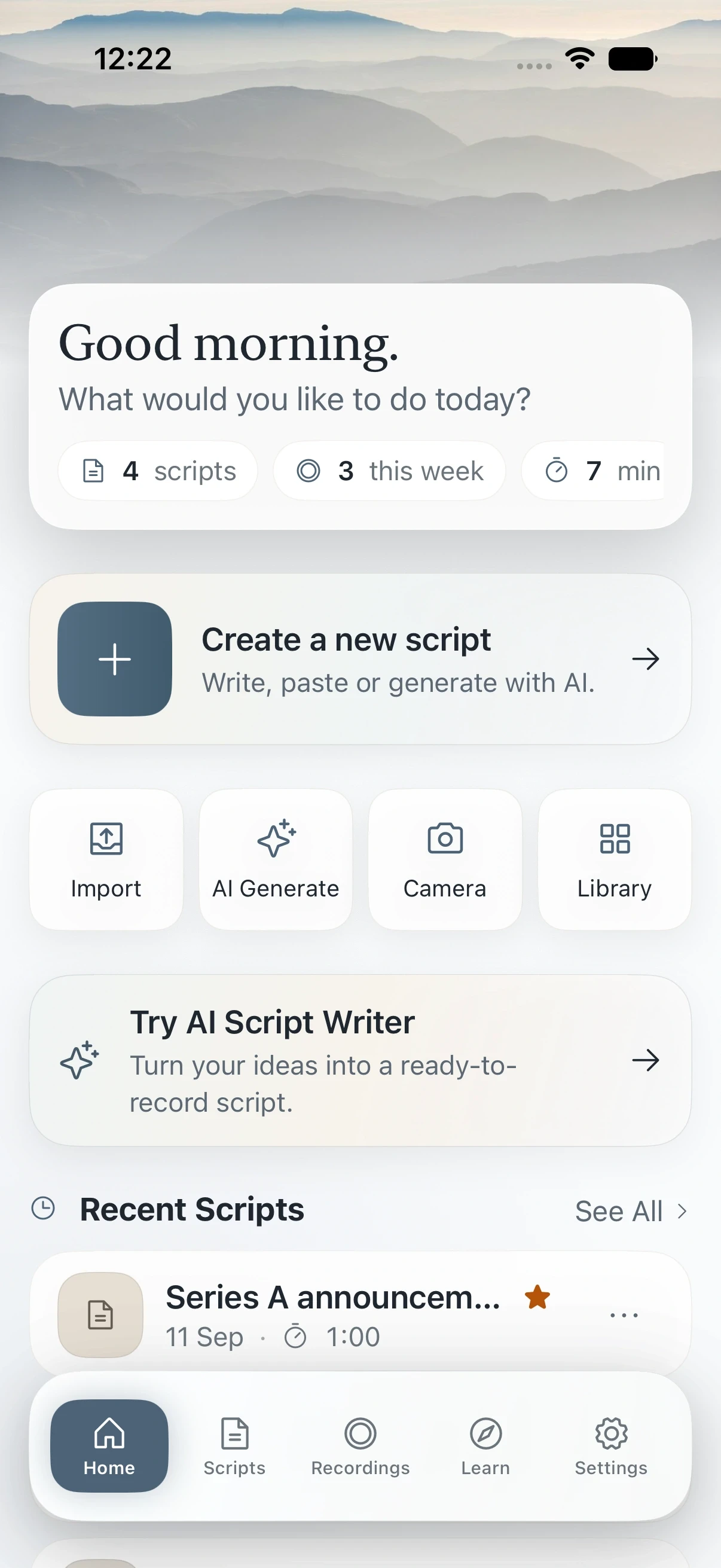 Zen Teleprompter actual app interface